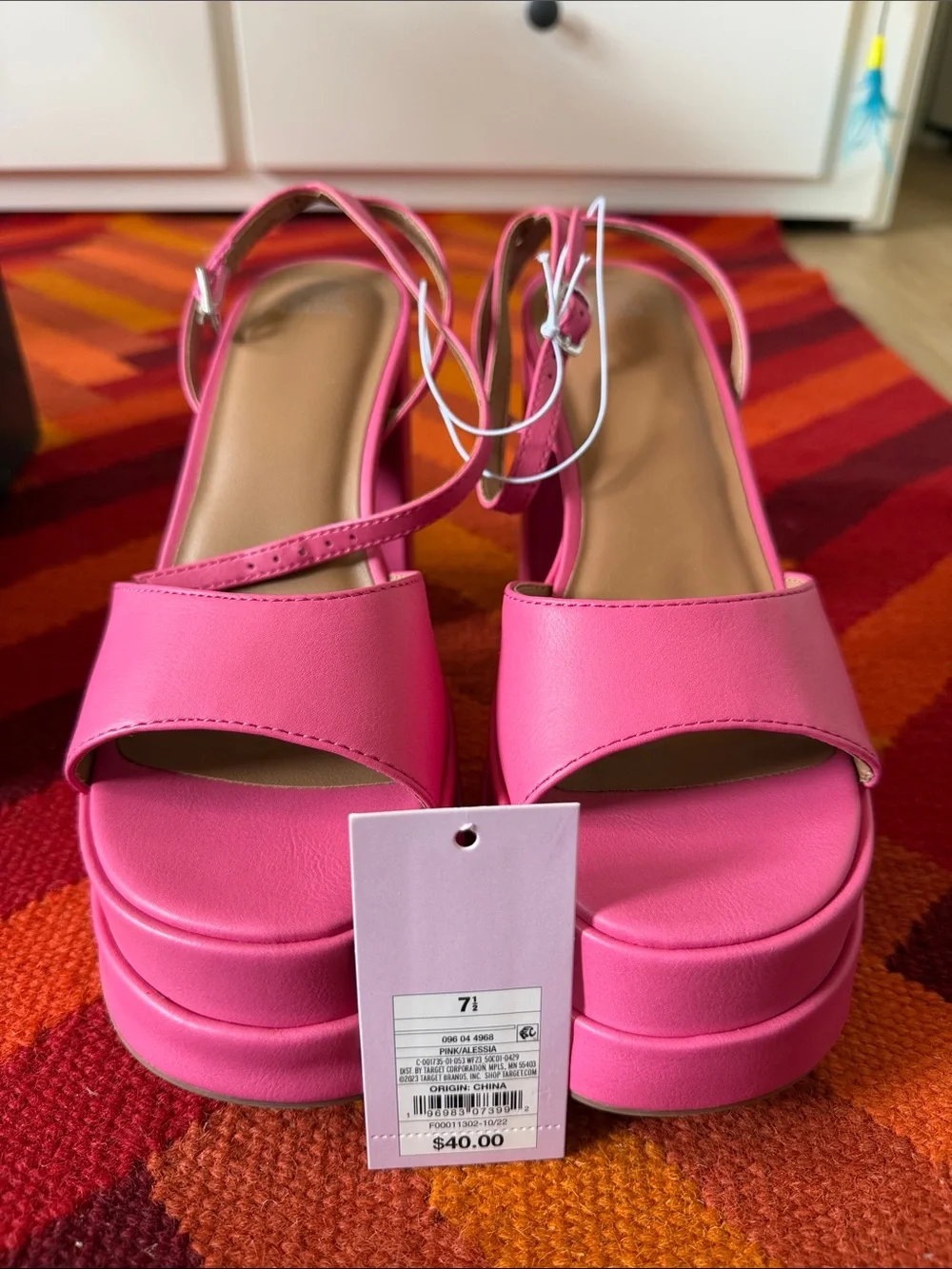 wild fable Hot Pink Platform Sandals with Ankle Strap
